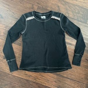 LAYERS brand black waffle pattern shirt. Girls size MEDIUM